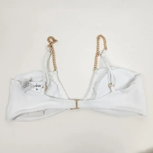 L*Space x Tessa Brooks Sammie Bikini Top White Size XL NWT - Picture 3 of 5